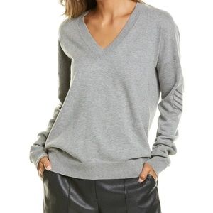 ZADIG & VOLTAIRE Happy Army Studded Elbow V-Neck Sweater